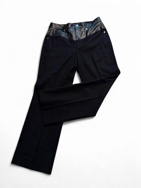 Helmut Lang Black ARCHIVAL "Garter" Leather-Paneled Pants - Size 2